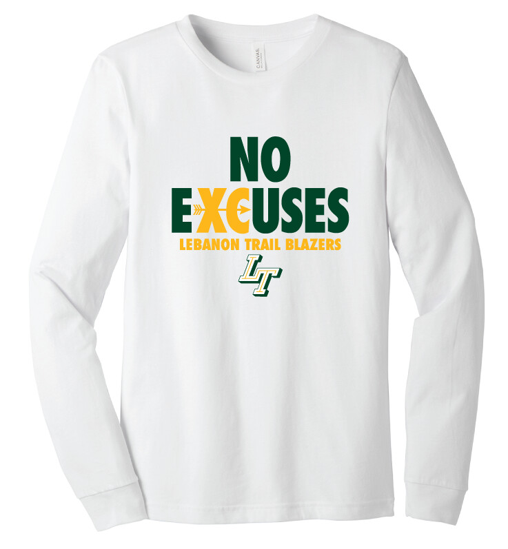 Lebanon Trail XC - No Excuses - Bella+Canvas Long Sleeve, Color: White