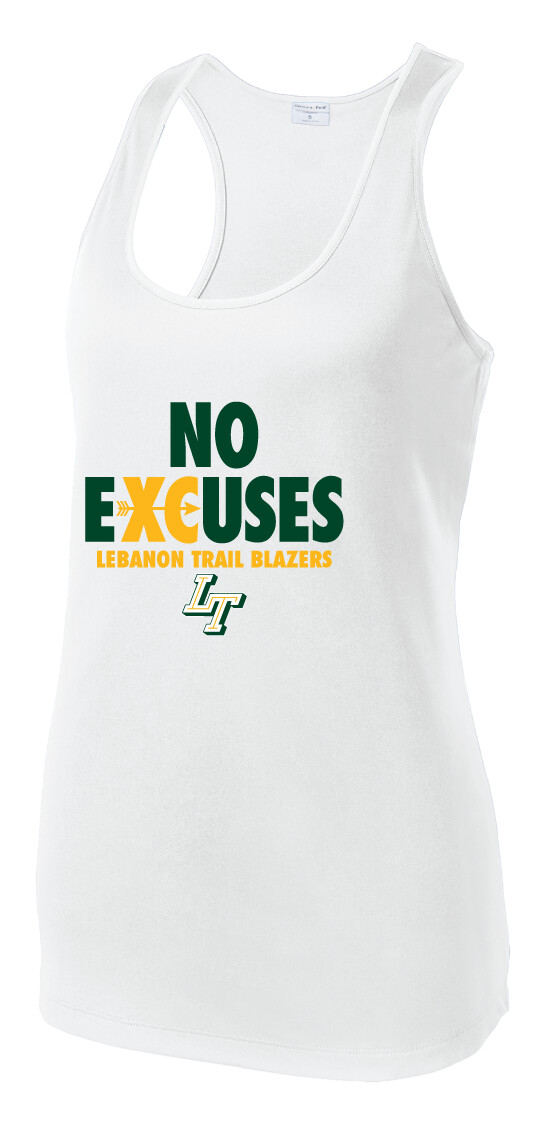 Lebanon Trail XC - No Excuses - Dri-Fit Racerback Tank, Color: White