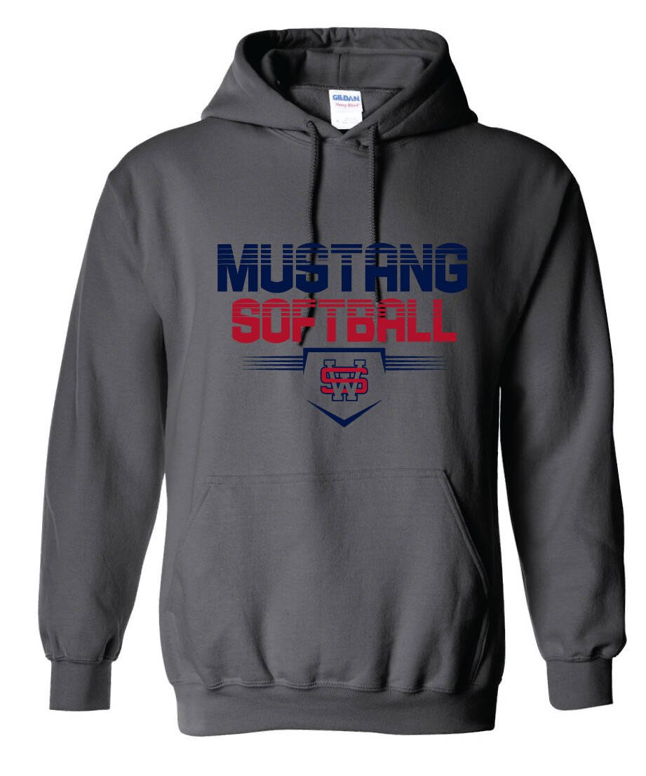 USW Softball - Cut Lines - Hoodie, Color: Charcoal