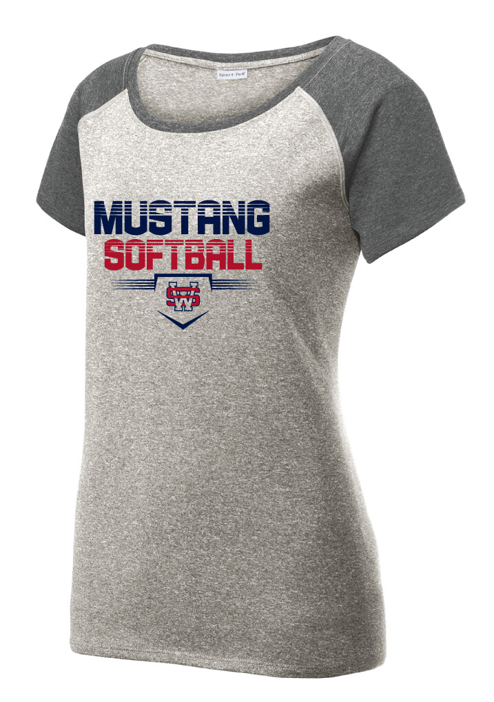 USW Softball - Cut Lines - Heather Scoop Neck, Color: Grey / Graphite