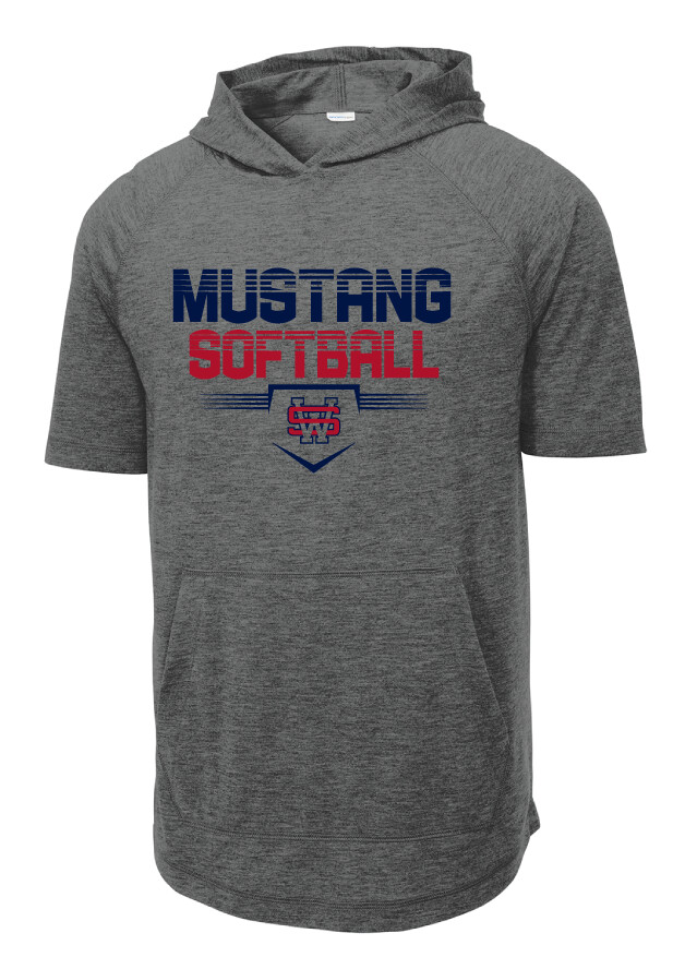 USW Softball - Cut Lines - Short Sleeve Hoodie, Color: Dark Grey Heather