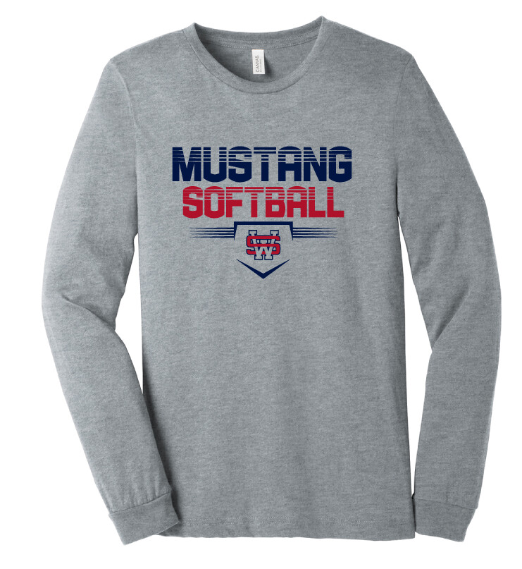 USW Softball - Cut Lines - Bella+Canvas Long Sleeve, Color: Athletic Heather