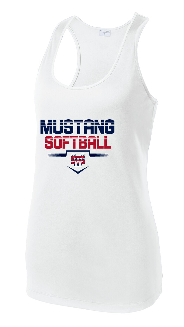 USW Softball - Cut Lines - Dri-Fit Racerback Tank, Color: White