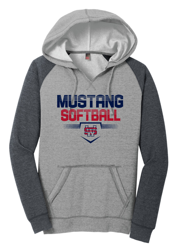 USW Softball - Cut Lines - Lightweight Raglan Hoodie, Color: Heathered Grey