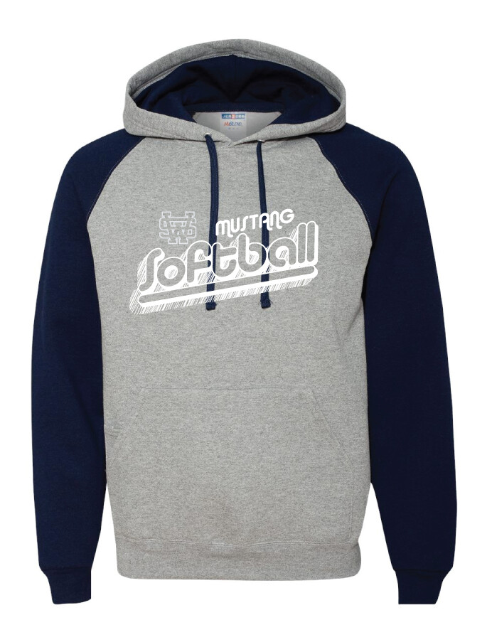 USW Softball - Groovy Shadow - Raglan Hoodie, Color: Grey / Navy