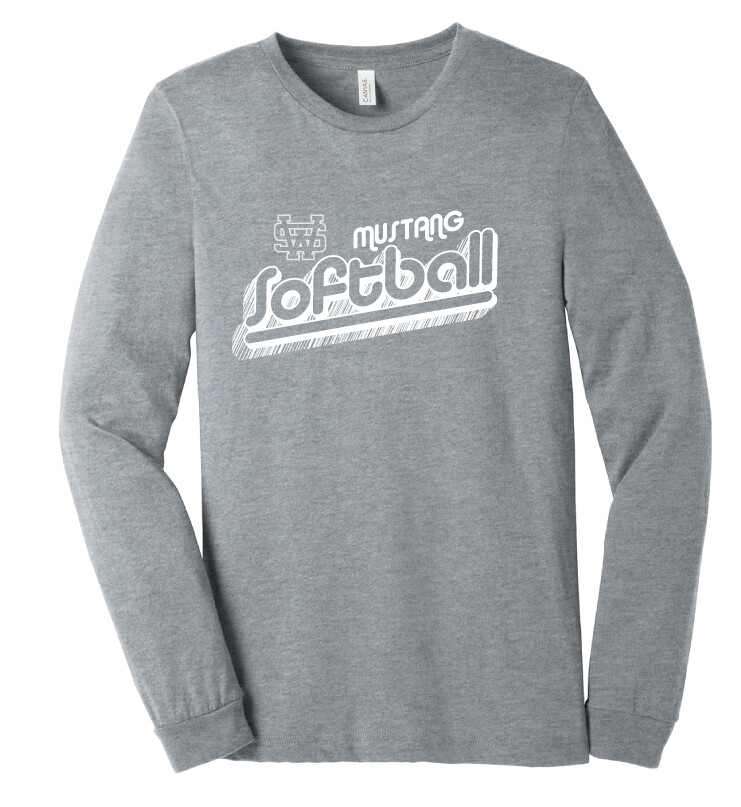 USW Softball - Groovy Shadow - Bella+Canvas Long Sleeve, Color: Athletic Heather