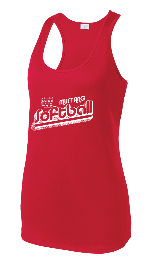 USW Softball - Groovy Shadow - Dri-Fit Racerback Tank, Color: Red