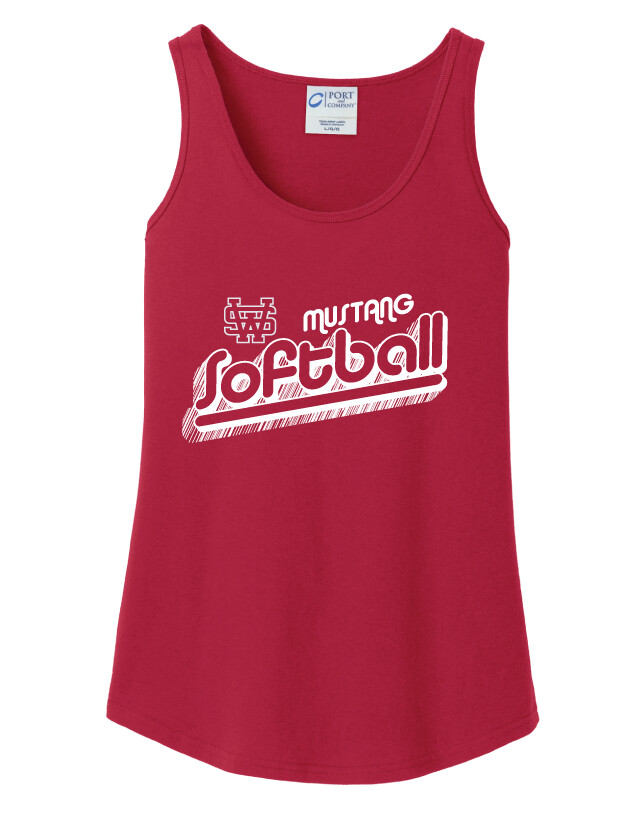 USW Softball - Groovy Shadow - Cotton Tank, Color: Red