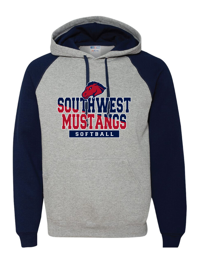 USW Softball - Two Tone - Raglan Hoodie, Color: Grey / Navy