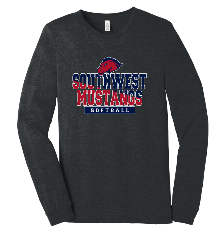 USW Softball - Two Tone - Bella+Canvas Long Sleeve, Color: Dark Heather