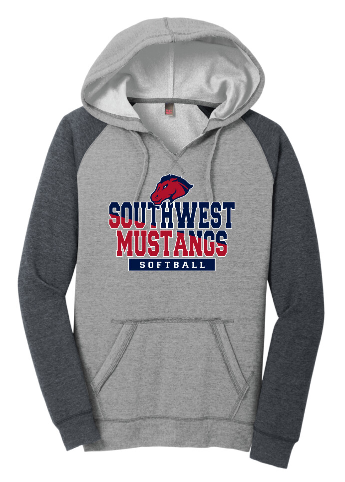 USW Softball - Two Tone - Lightweight Raglan Hoodie, Color: Heathered Grey