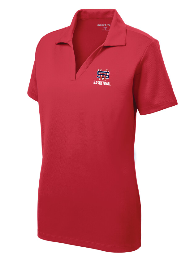 USW Basketball - Embroidered Ladies Polo, Size: Ladies S, Garment Color: Red