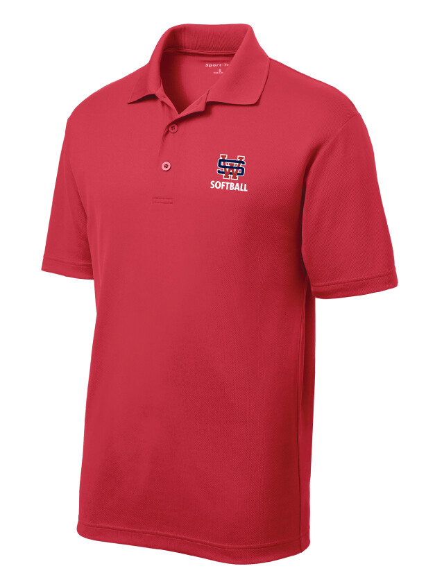 USW Softball - Embroidered Mens Polo, Size: Adult S, Garment Color: Red