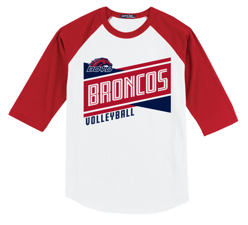 Boyd VB - Criss Cross - Raglan Baseball, Garment Color: White / Red