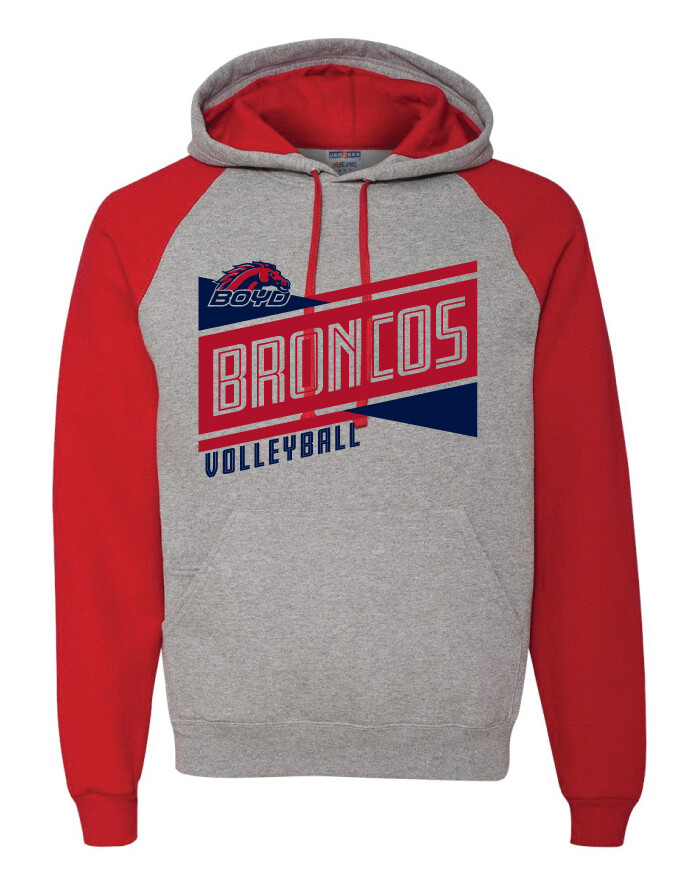 Boyd VB - Criss Cross - Raglan Hoodie, Garment Color: Grey / Red