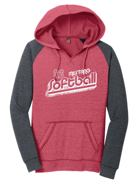 USW Softball - Groovy Shadow - Lightweight Raglan Hoodie, Color: Heather Red