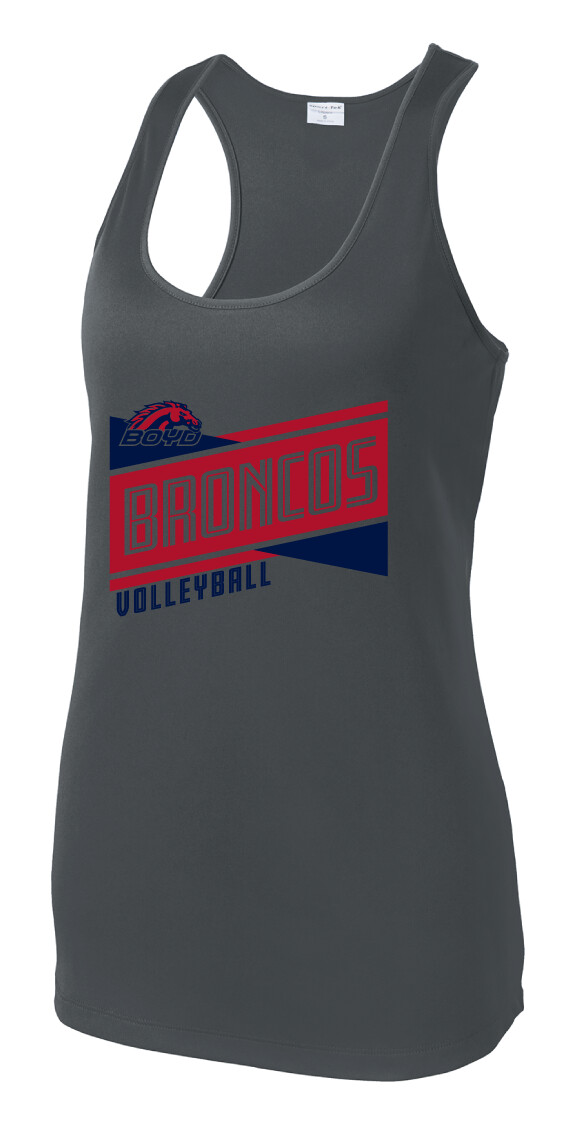 Boyd VB - Criss Cross - Dri-Fit Racerback Tank, Garment Color: Iron Grey