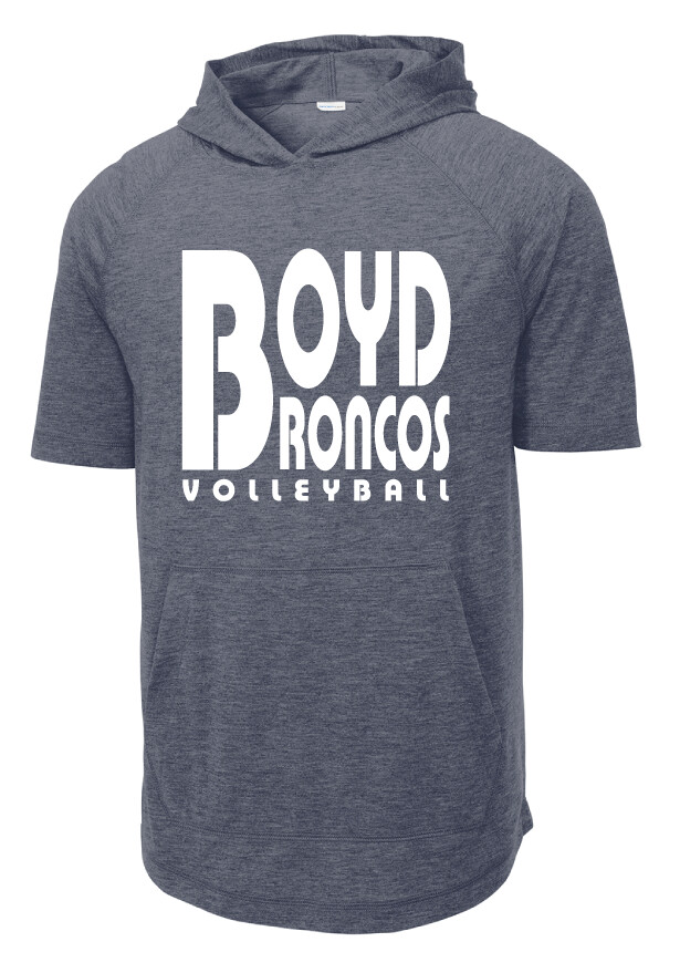 Boyd VB - Retro Block - Short Sleeve Hoodie, Garment Color: True Navy Heather