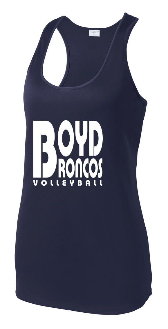Boyd VB - Retro Block - Dri-Fit Racerback Tank, Garment Color: Navy