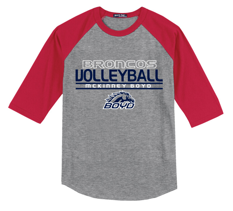 Boyd VB - Stacked - Raglan Baseball, Garment Color: Grey / Red