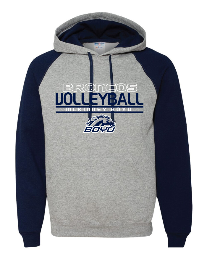 Boyd VB - Stacked - Raglan Hoodie, Garment Color: Grey / Navy