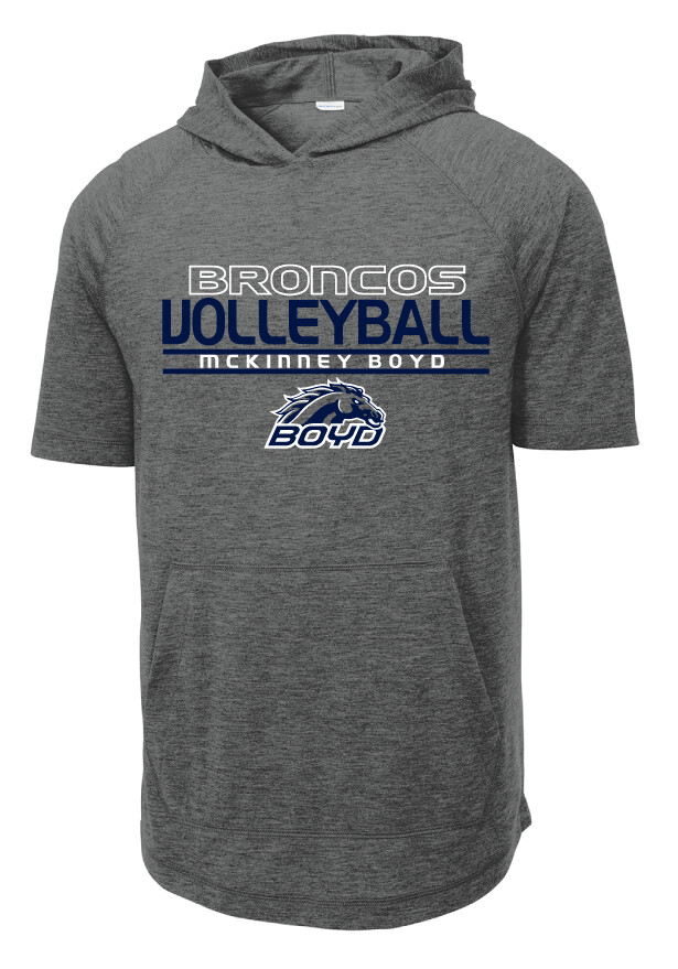 Boyd VB - Stacked -  Short Sleeve Hoodie, Garment Color: Dark Grey Heather