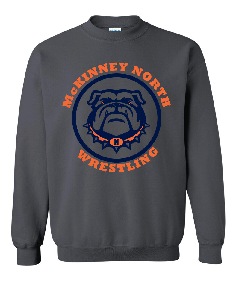 North Wrestling - Crew Sweatshirt, Color: Charcoal