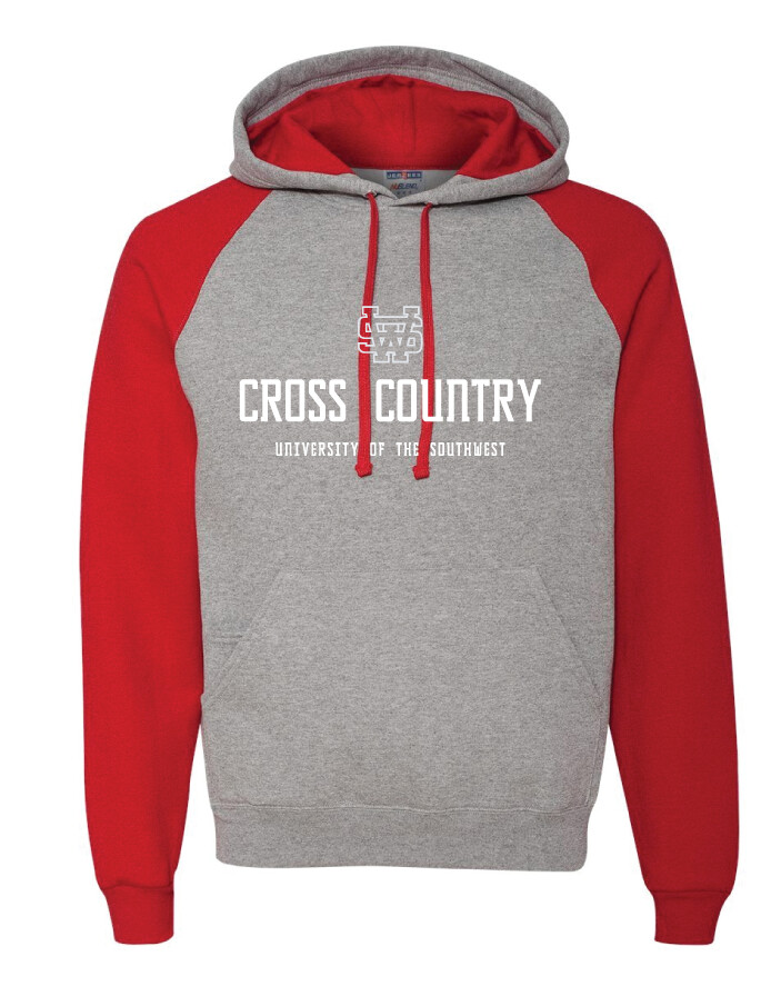 USW XC - Simple - Raglan Hoodie, Color: Grey / Red