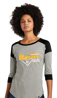 Lebanon Trail Softball - Block - 3/4 Sleeve Baseball Raglan Tee