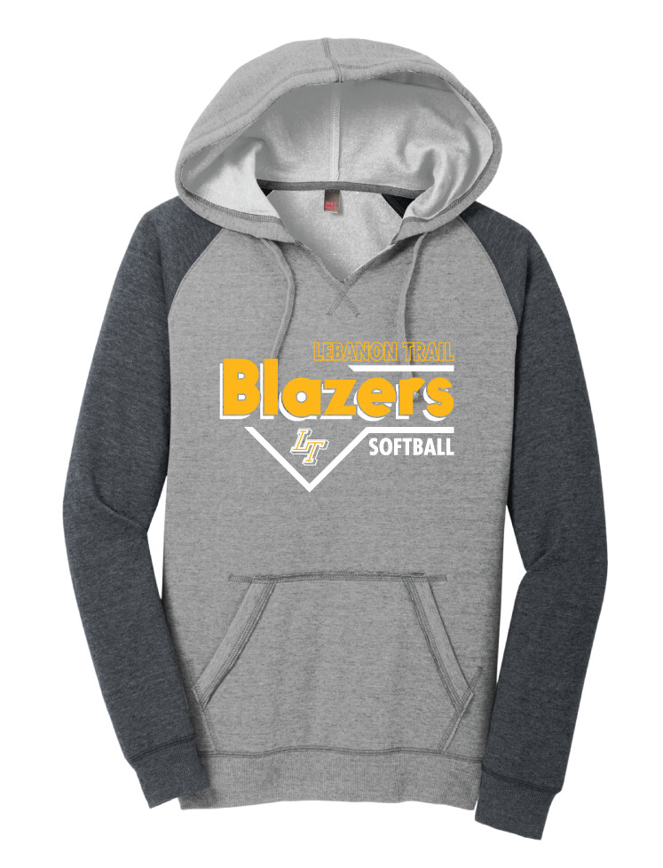 Lebanon Trail Softball - Block - Lightweight Raglan Hoodie, Color: Heathered Grey