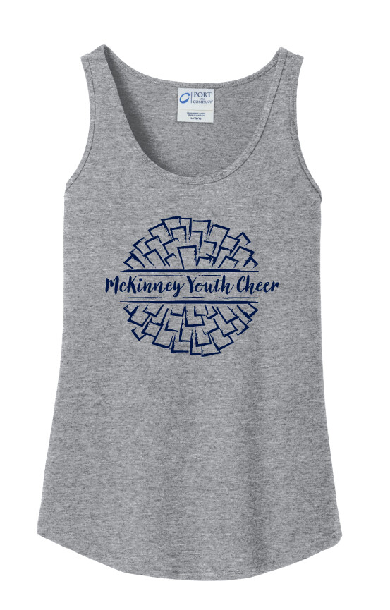MSC Cheer - Big Pom - Cotton Tank, Garment Color: Athletic Heather - Navy Design