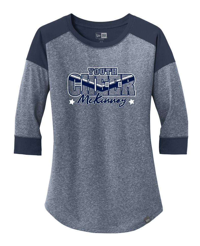 MSC Cheer - Big Cheer - 3/4 Sleeve Baseball Raglan Tee, Garment Color: Heather Navy / Navy