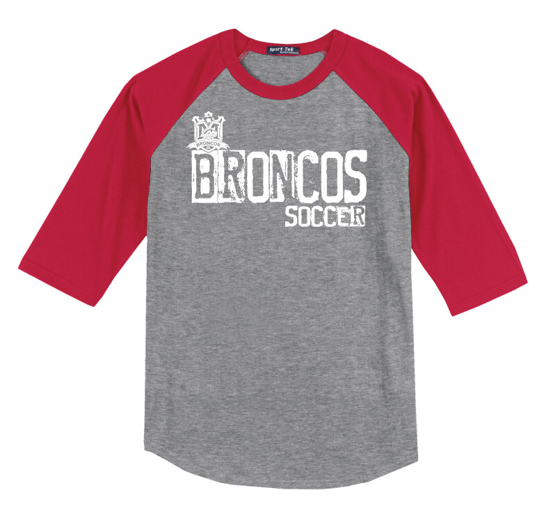 Boyd Soccer - Stamped - Raglan Baseball, Color: Grey / Red