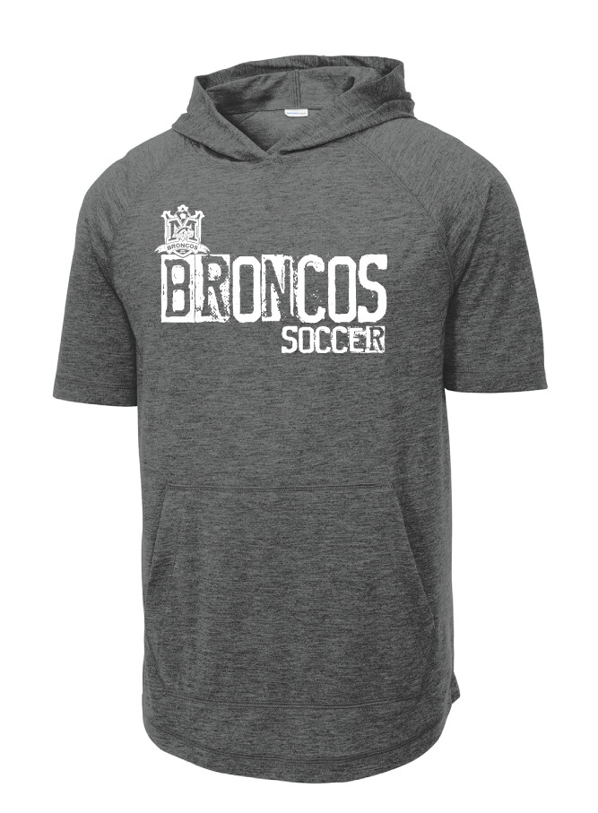 Boyd Soccer - Stamped - Tri-Blend Short Sleeve Hoodie, Color: Dark Grey Heather