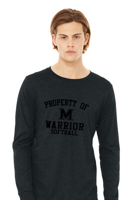 Memorial Softball - Property of (Black) - Bella+Canvas Long Sleeve