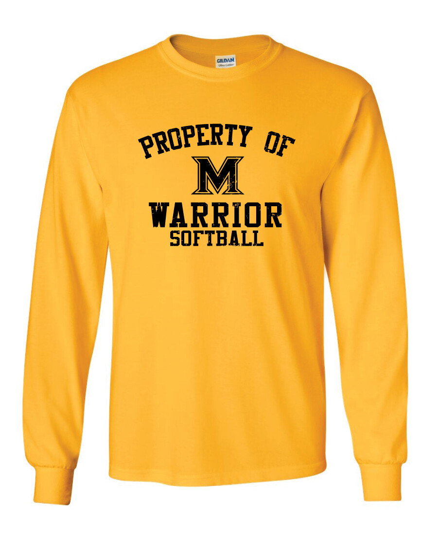Memorial Softball - Property of (Black) - Long Sleeve, Color: Gold