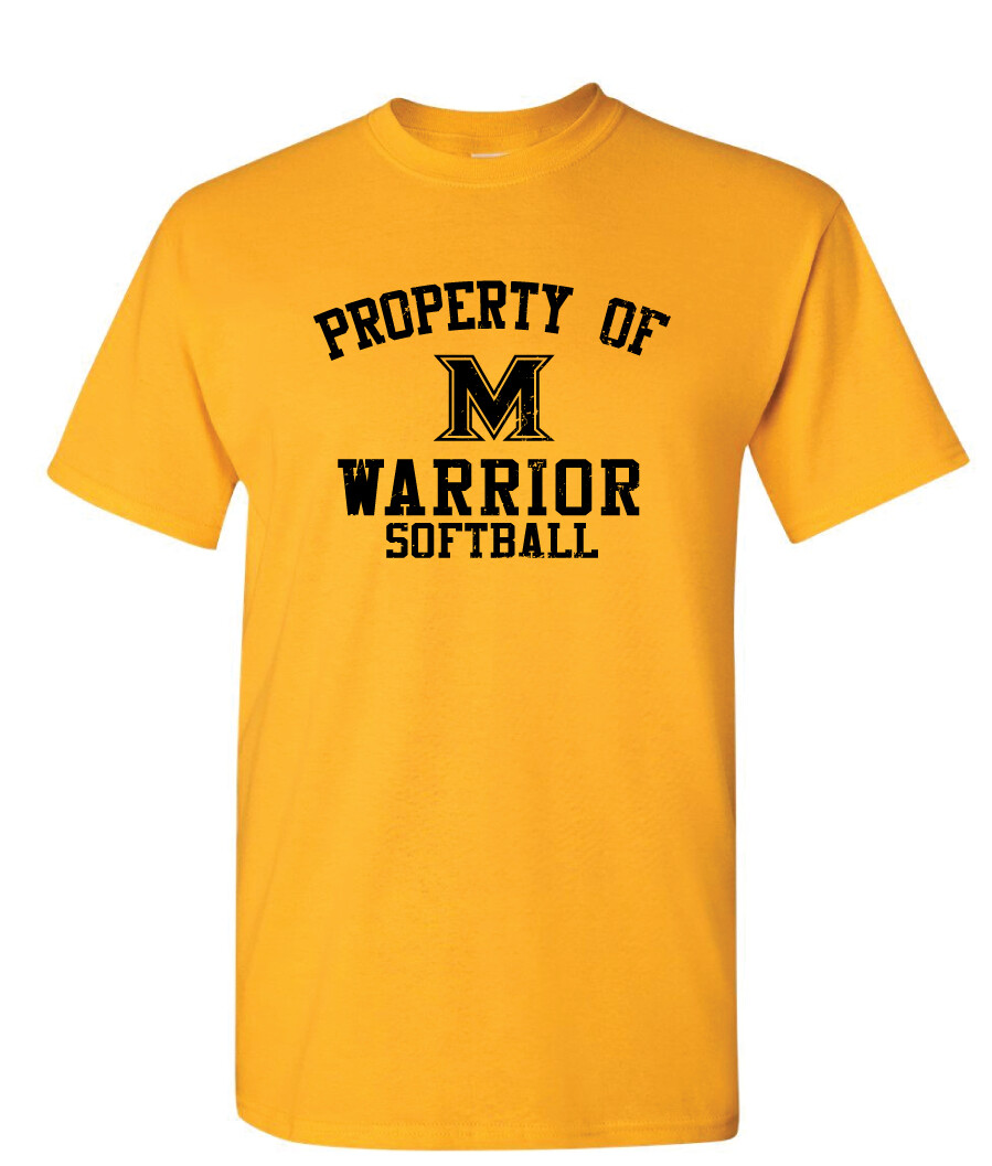 Memorial Softball - Property of (Black) - Short Sleeve, Color: Gold