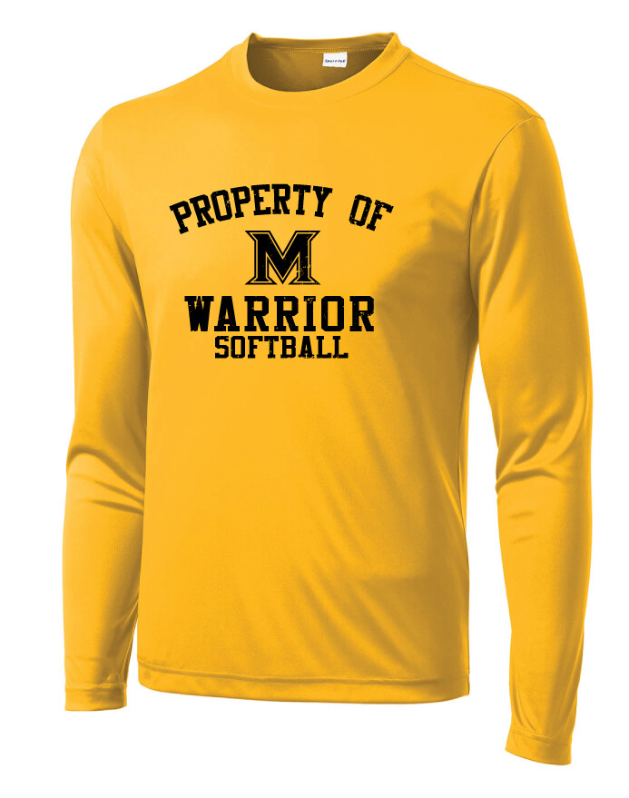 Memorial Softball - Property of (Black) - Dri-Fit Long Sleeve, Color: Gold