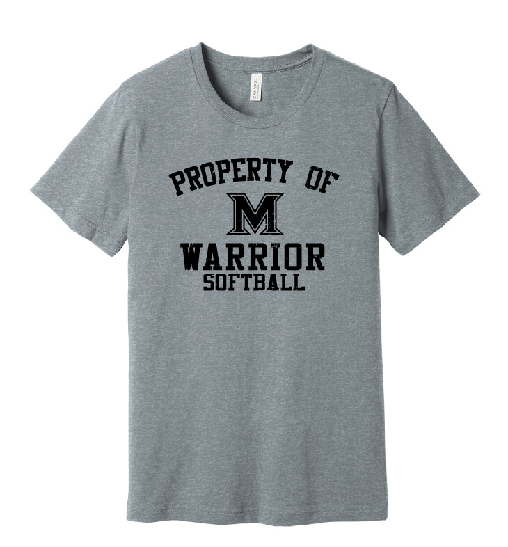 Memorial Softball - Property of (Black) - Bella+Canvas Short Sleeve, Color: Athletic Heather