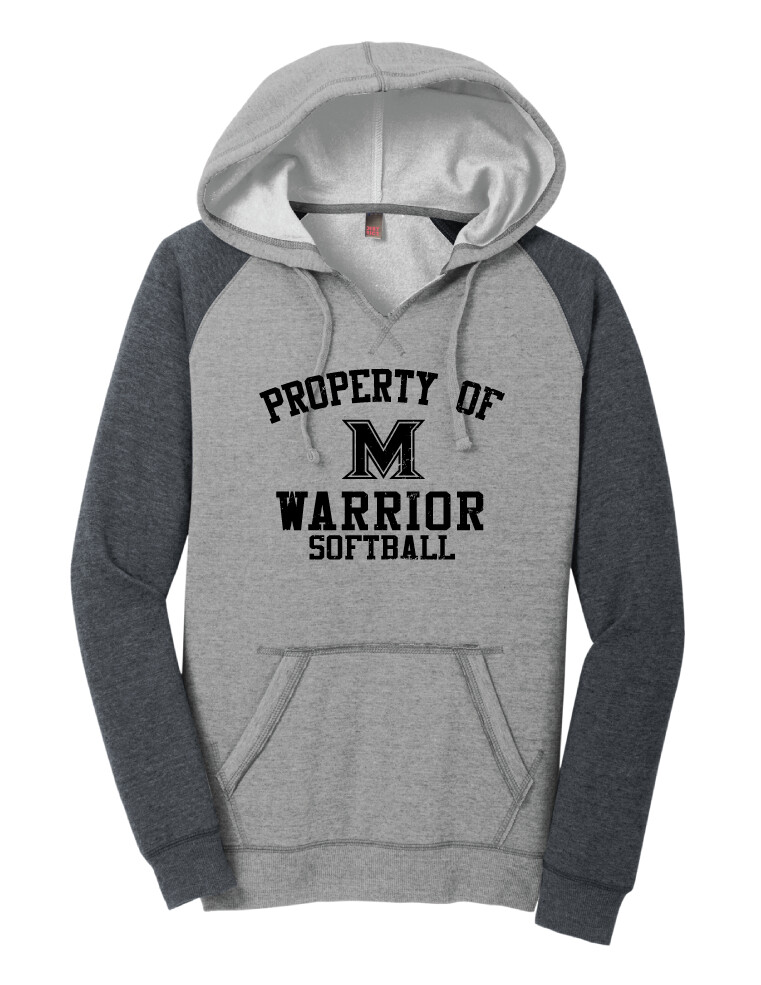 Memorial Softball - Property of (Black) - Lightweight Raglan Hoodie, Color: Heathered Grey