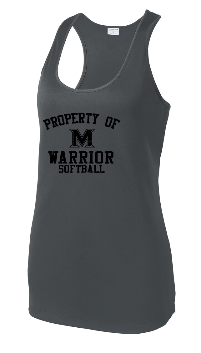Memorial Softball - Property of (Black) - Dri-Fit Racerback Tank, Color: Iron Grey