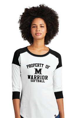 Memorial Softball - Property of (Black) - 3/4 Sleeve Baseball Raglan Tee