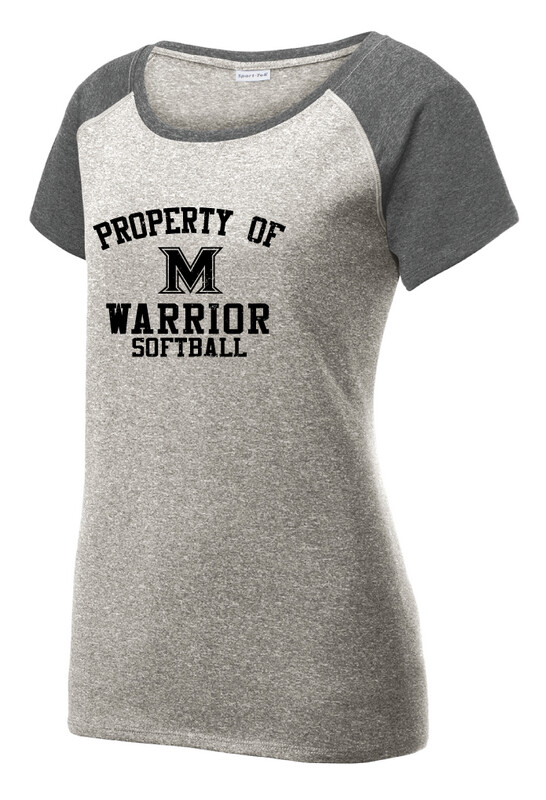 Memorial Softball - Property of (Black) - Heather Scoop Neck, Color: Grey / Graphite