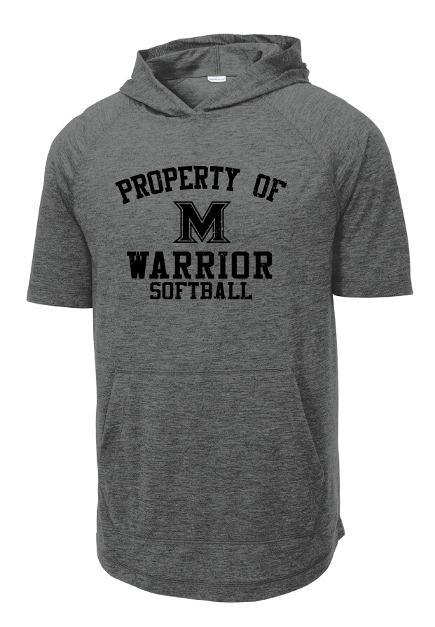Memorial Softball - Property of (Black) - Short Sleeve Hoodie, Color: Dark Grey Heather