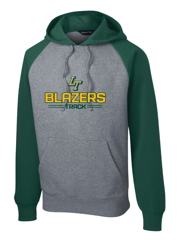 Lebanon Trail TF - Blazers - Raglan Hoodie, Color: Grey / Forrest Green