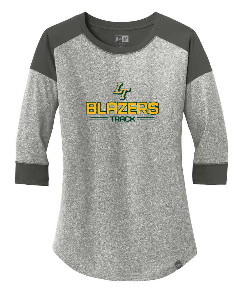 Lebanon Trail TF - Blazers - 3/4 Sleeve Baseball Raglan Tee, Color: Graphite / Light Graphite