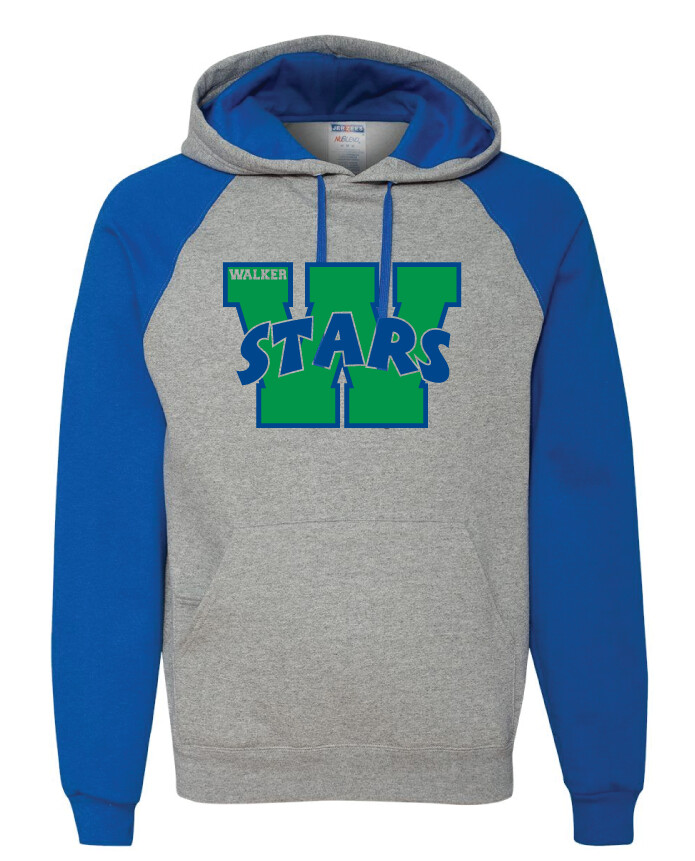 Walker Elementary - W - Raglan Hoodie, Color: Grey / Royal