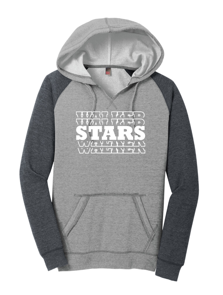 Walker Elementary - Stars - Lightweight Raglan Hoodie, Color: Heathered Grey