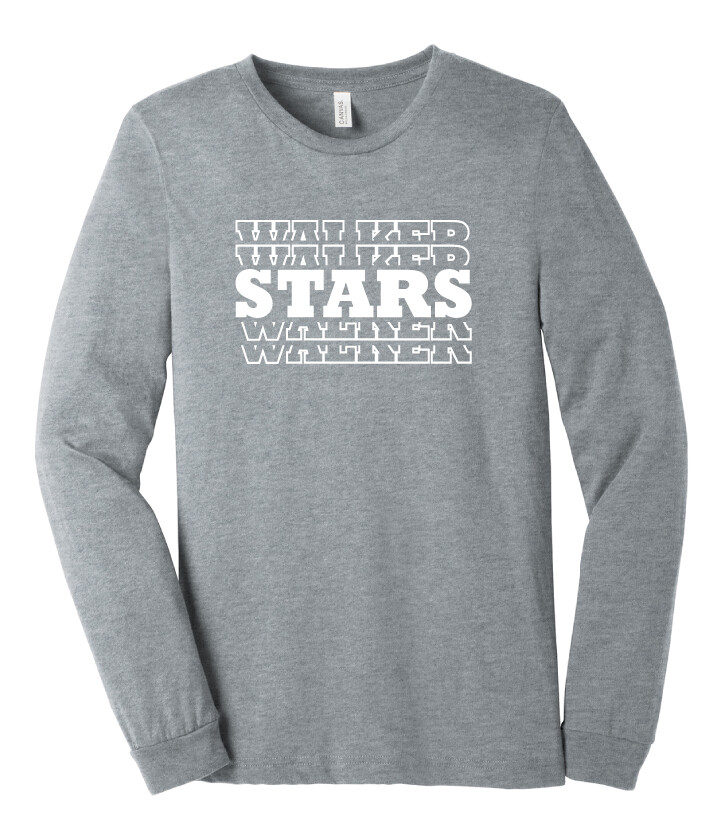 Walker Elementary - Stars - Bella+Canvas Long Sleeve, Color: Athletic Heather