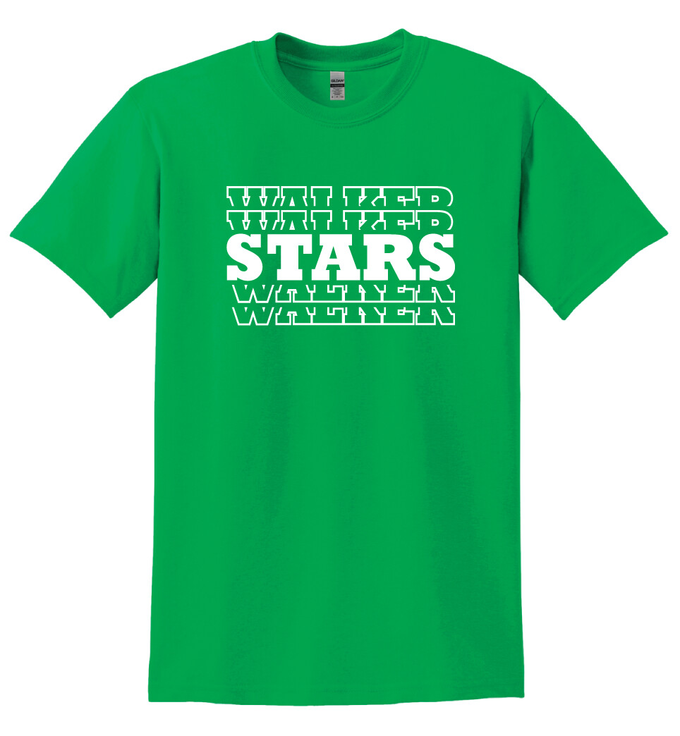 Walker Elementary - Stars - Short Sleeve, Color: Green